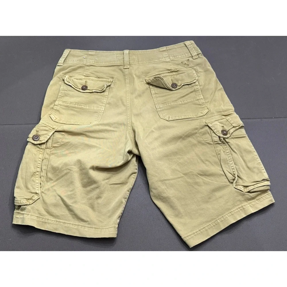 American Eagle Extreme Flex Cargo Shorts Mens 31 Tan Cotton Stretch Long Y2K
